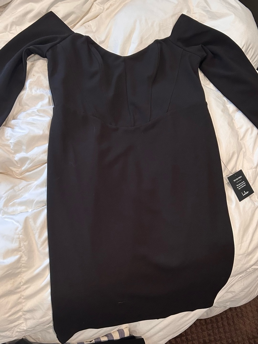 Lulu's Black Off-the-Shoulder Long Sleeve Dress